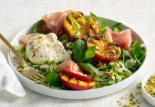 Grilled Peach and Burrata Salad Grilled Peach and Burrata Salad