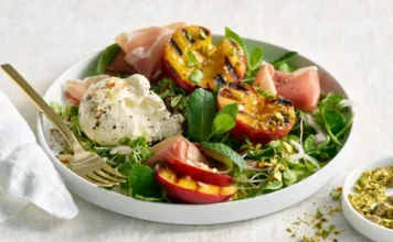 Grilled Peach and Burrata Salad Grilled Peach and Burrata Salad