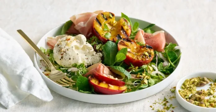 Grilled Peach and Burrata Salad